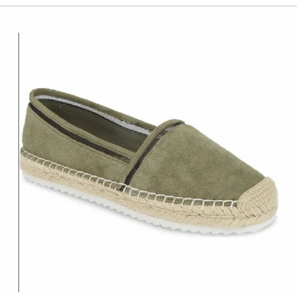 Karl Lagerfeld Alaine sage green suede espadrilles